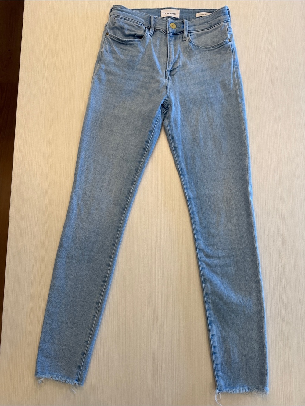 Frame Denim Skinny Jeans in Light Blue Wash